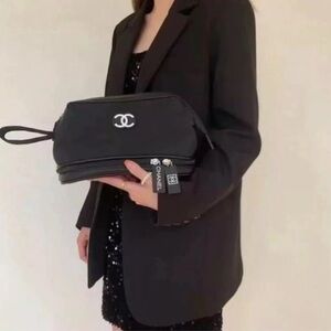 Chanel Black and White Beaute Bag / Makeup Pouch/ Travel Bag